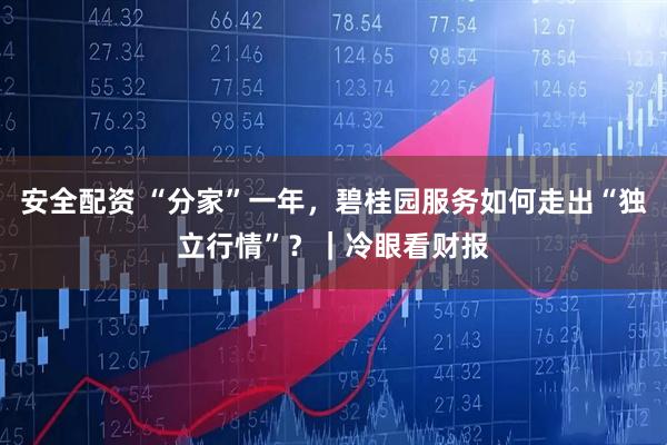 安全配资 “分家”一年，碧桂园服务如何走出“独立行情”？｜冷眼看财报