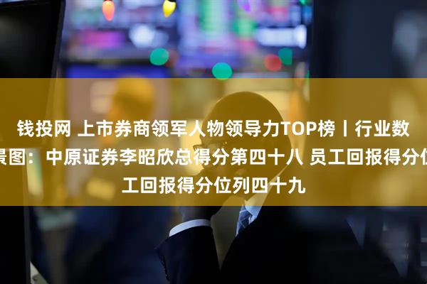 钱投网 上市券商领军人物领导力TOP榜丨行业数据评价全景图：中原证券李昭欣总得分第四十八 员工回报得分位列四十九