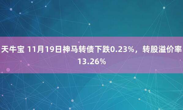 天牛宝 11月19日神马转债下跌0.23%,转股溢价率13.26%